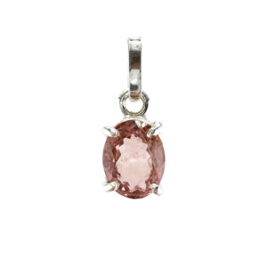 Turmalin Anhänger Silber 925 mit pfirsichfarbenem Edelstein Vorderansicht